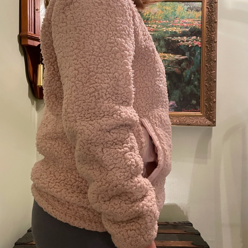 Fluffy ivory Ella quarter zip